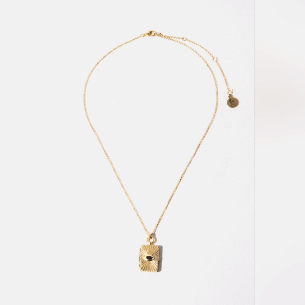 New 18K Gold Vermeil Meri Locket Evil Eye Talisman Necklace - Picture 3 of 6